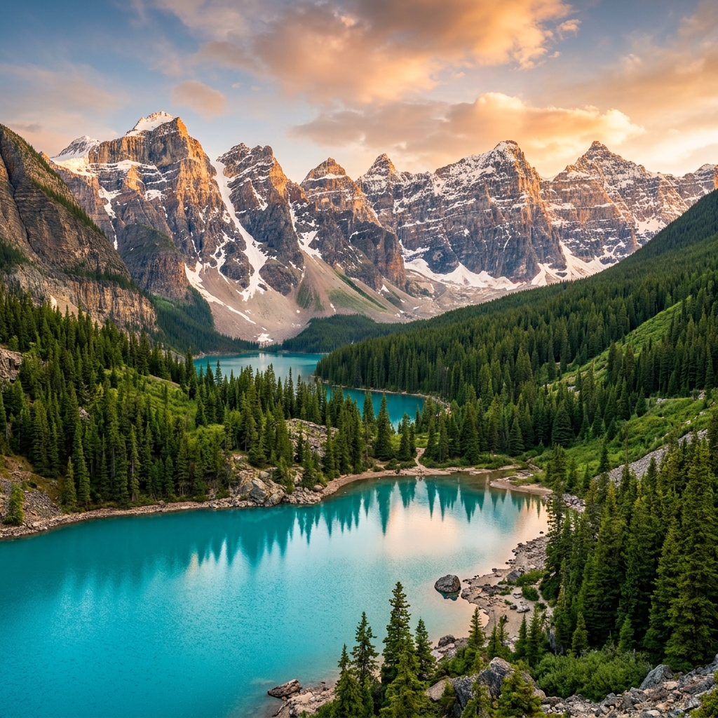 Stunning mountain landscape with turquoise lake